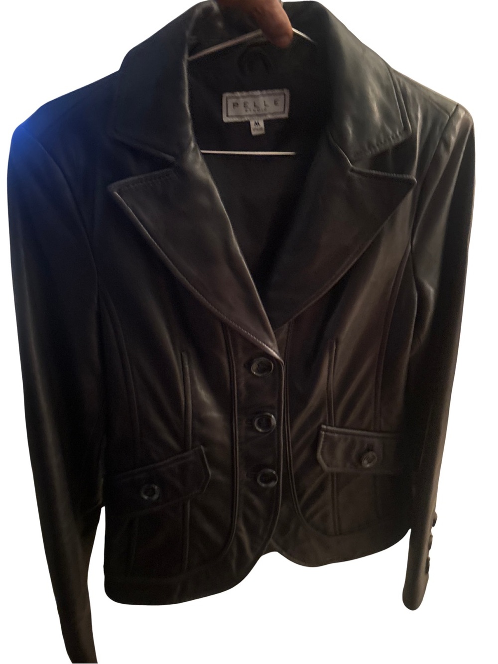 Vintage Pelle Studio Black Soft Genuine Leather 3-Buttons Jacket FLAWED - SizeM